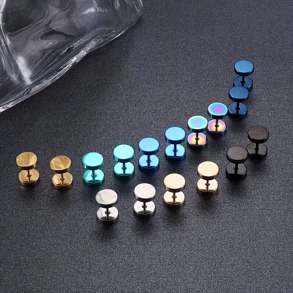 24pcs Stainless Steel Dopamine Color Barbell Earrings